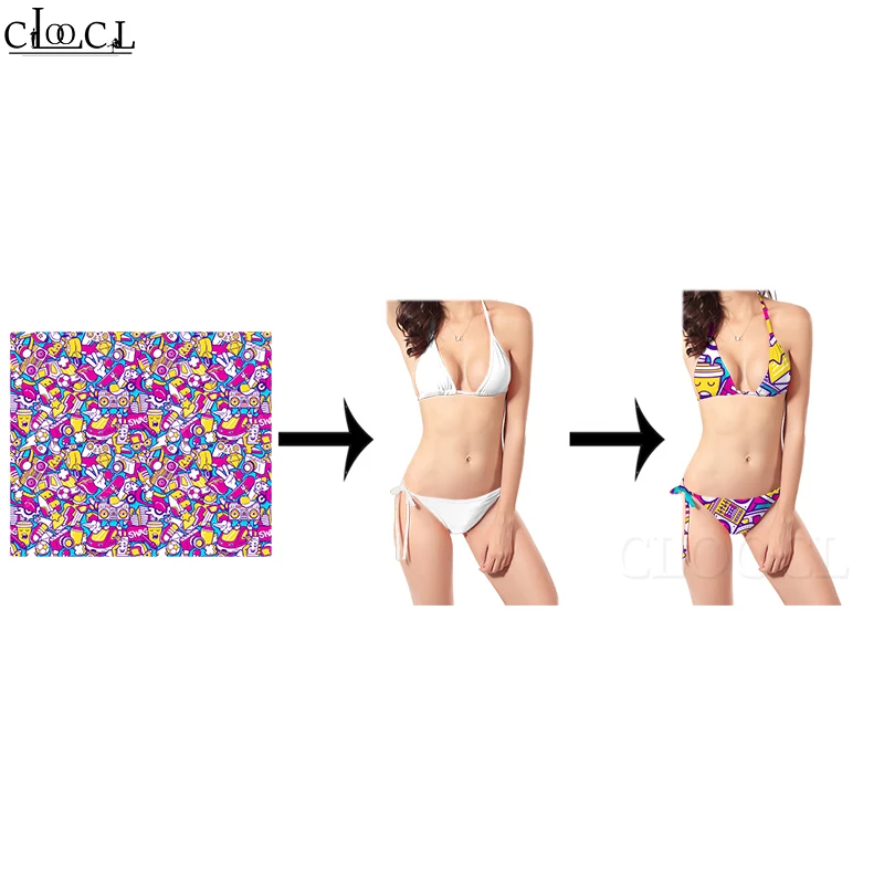 Bikini Set Women Swimwear Bikini Swimsuit 3D Print DIY Personalized Design Swimsuit Beach Bikini