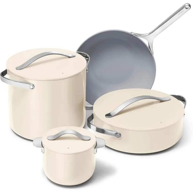 Description Picture 2 of itemCaraway Specialty Cookware Sets Small Cookware Sauté Pans Round Saucepans and Stock Pots-3 Lids & Storage Organizer Included