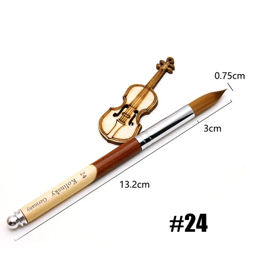Fashion Hot Kolinsky Acrylic Nail Brush Oval Crimped Shaped Wood Handle Manicure Powder Bursh UV Gel Nail Polish Art Brush Tool 4