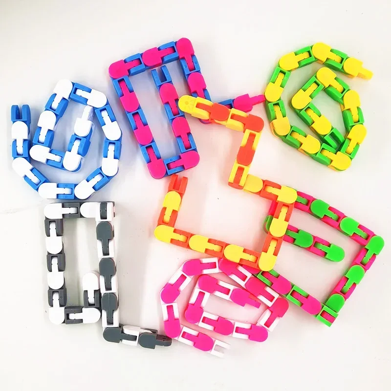 Sensory Fidget Toy Anti Stress Toy Fidget Toy Finger Sensory Toy 24 Sections Warcky Tracks Folding Chain Track Gadgets Anti-stress Toys Kids Adult Stress Relief Gift Fidget Toy Sensory Toys