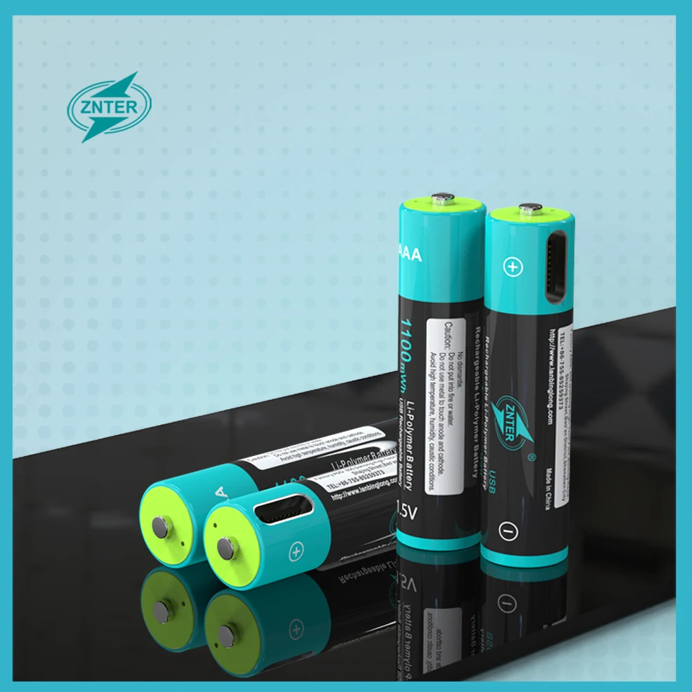 1.5V AAA usb battery 1100mwh rechargeable lithium li-ion battery charge by type C usb cable rechargeable lithium batteries