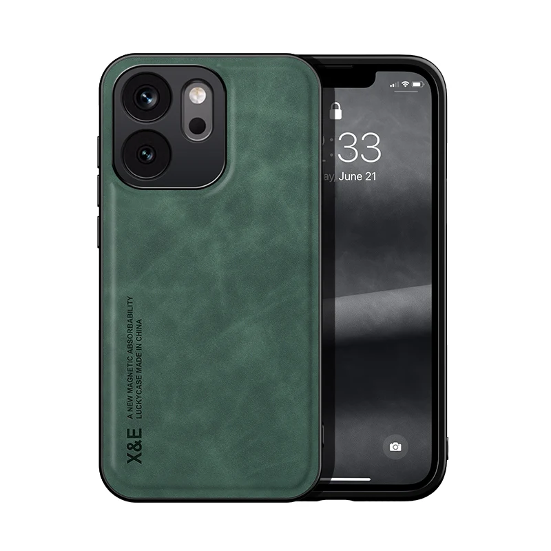 Luxury Skin-Feel Magnetic Phone Case with Built-in Metal Plate & Non-Slip Design