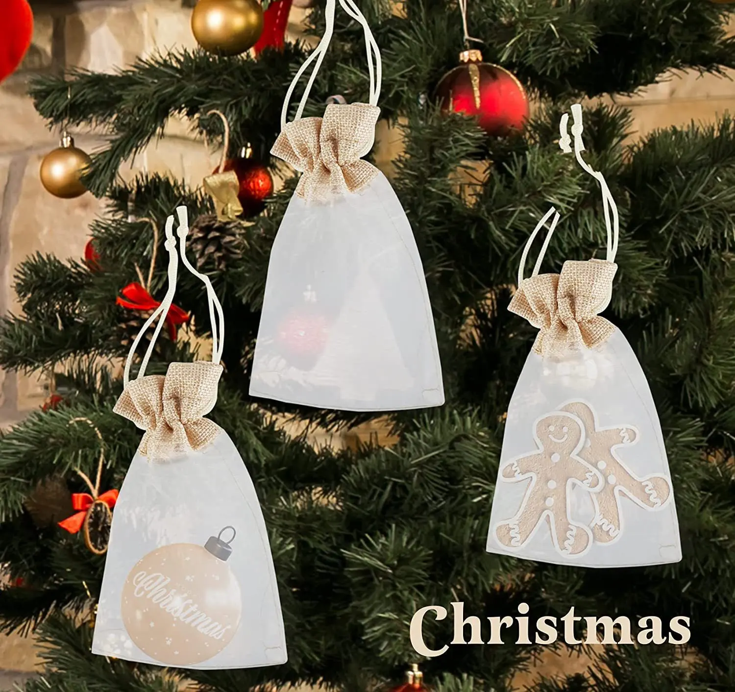 30pcs patchwork organza linen small gifts candy toys storage packaging holiday party decoration drawstring drawstring bag