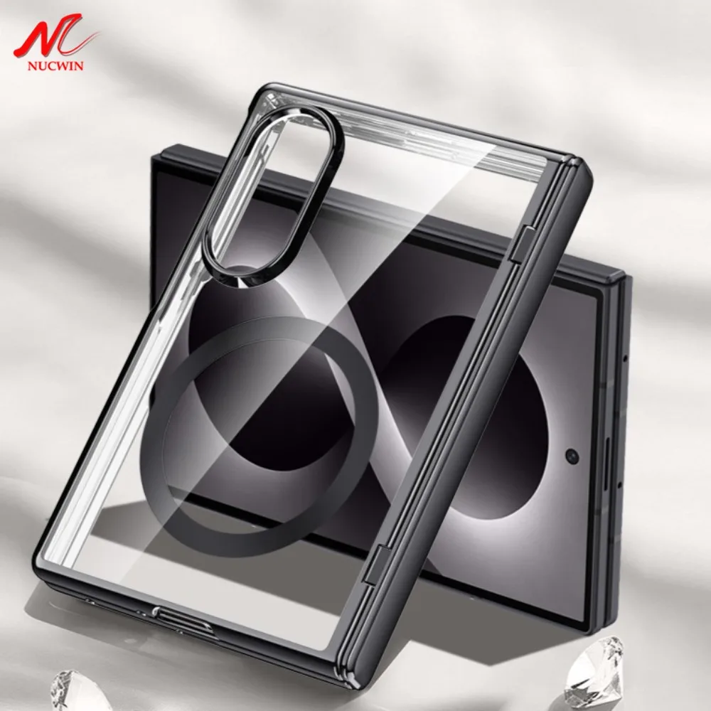 Luxury Electroplating Magnetic Case with Spring Hinge & Tempered Film Protection Cover