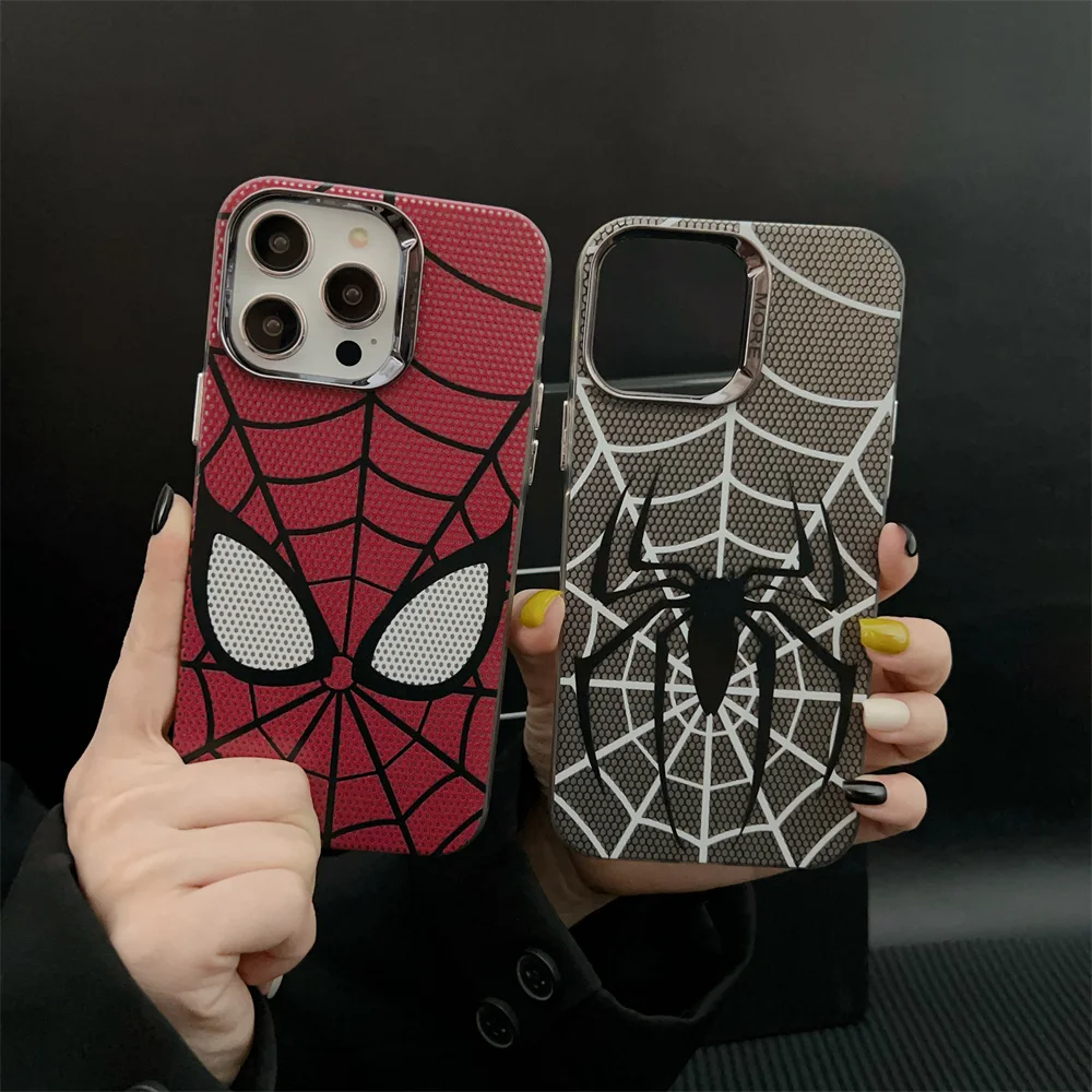 

Luxury Plating Spiderman Phone Case for iPhone 15 pro max 14 13 12 11 14pro Cartoon Soft Shell Cover