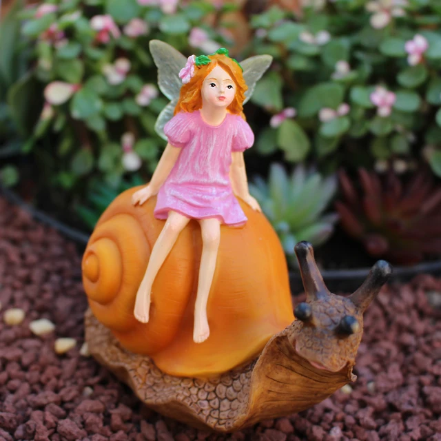 1pc Creative Fairy Sitting Snails For Desktop, Home Decor, Garden Decor, Garden Resin Statue Ornament Elf Decoration,Yard Decora