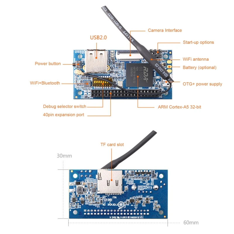 Orangepi I96   Cortex-A5 32Bit CPU WIFI +  α׷ MCU ī޶ +   US ÷