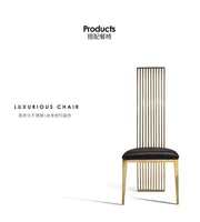 طقم طاولة طعام رخامية فاخرة من Linlamlim بإطار من الفولاذ المقاوم للصدأ باللون الذهبي، وطاولة غرفة طعام مع هيكل بحري وكراسي عالية الظهر 4