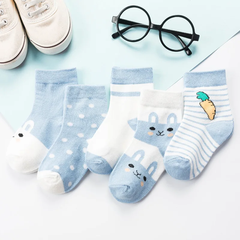 

0-1-3-6Y Baby Cotton Socks 5Pairs Newborn Baby Boy Socks Kids Pure Cotton Cartoon Design Soft Children's Socks for Girls