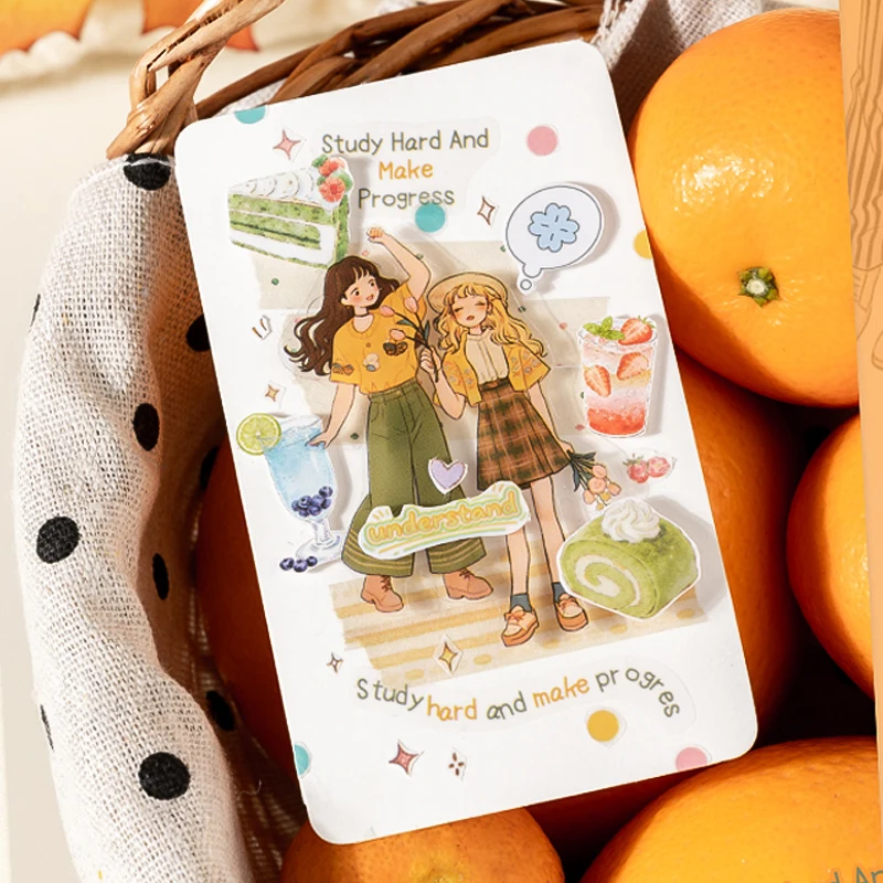 6롤 소녀 캐릭터 와시 테이프, 저널, 선물 포장 및 다양한 장면 제작을 위한 부드럽고 치유적인 장 테이프