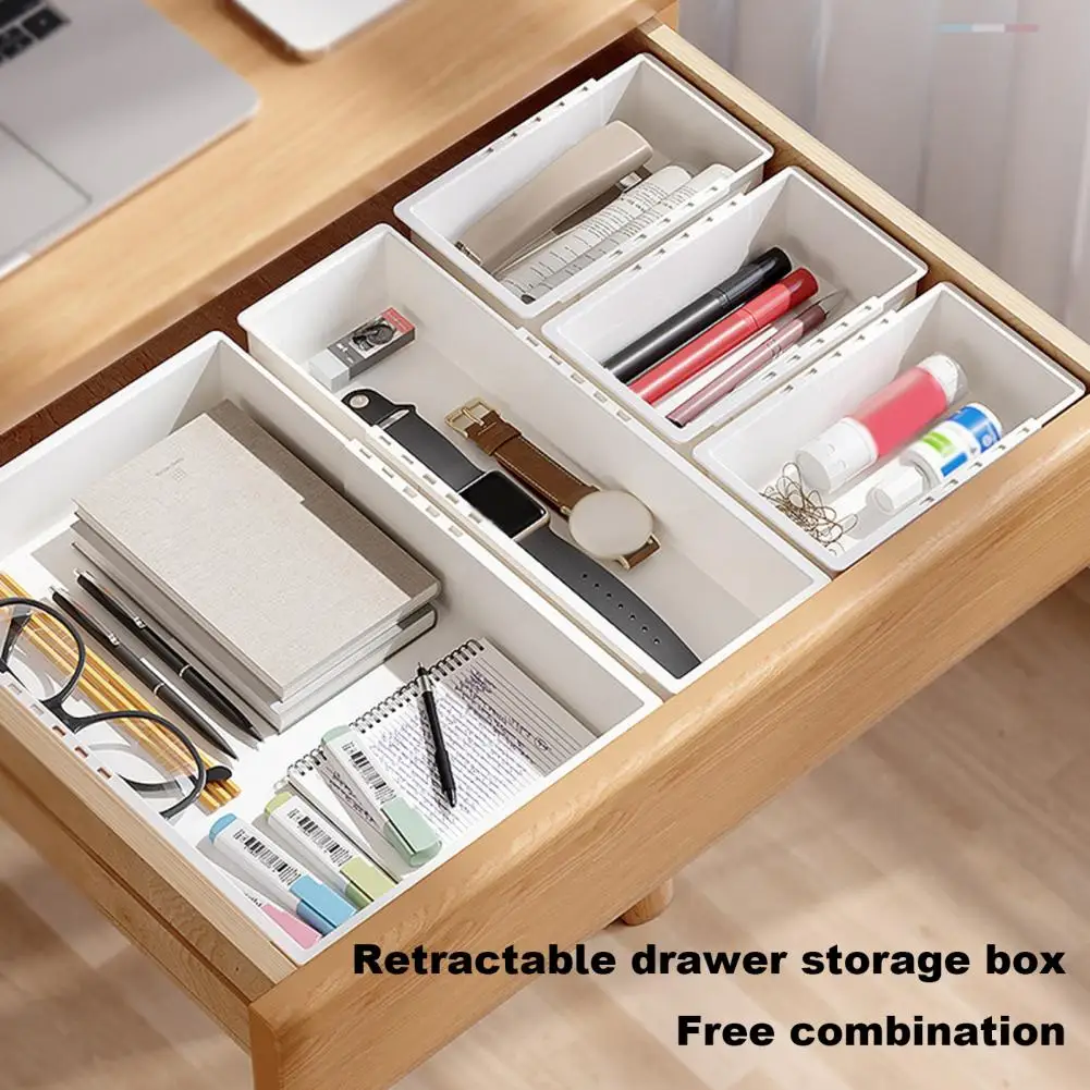 Retractable Drawer Organizer Retractable Drawer Storage Box Kitchen Cutlery Organizer Office Supplies Divider Multifunctional