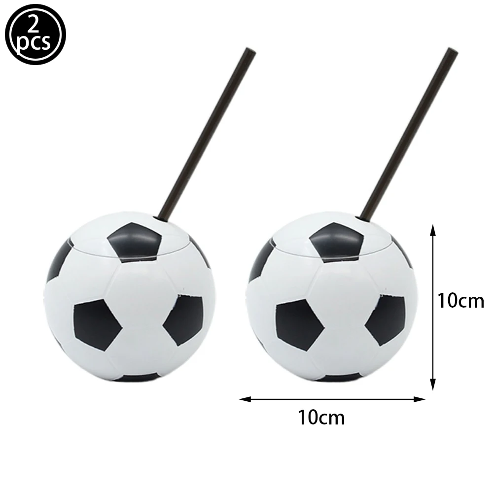 Futebol Copos Palhas com Tampa, Futebol Forma Copos, Favores Festa de Aniversário, Decoração Suprimentos para Crianças Meninos, 10Pcs