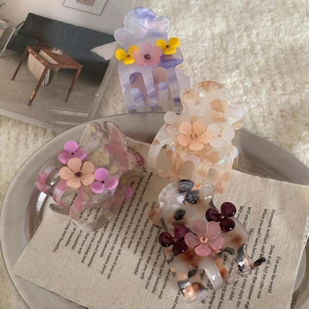 Description Picture 6 of itemCrystal Flower Hair Clip Korean Style Acetic Acid Zircon Hairgrip Hair Accessories Headwear Small Acetate Hair Claw Party