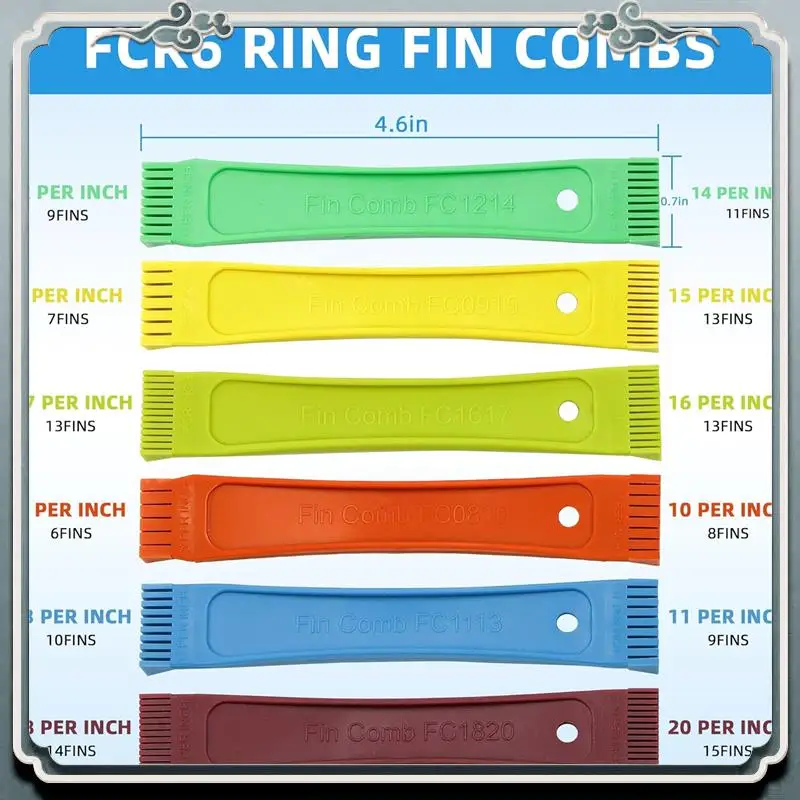 5 PCS Air Conditioner Fin Cleaner Set As Shown Plastic+Metal FCR6 Fin Comb Condenser,Air Outlet Cleaner Evaporator Radiator