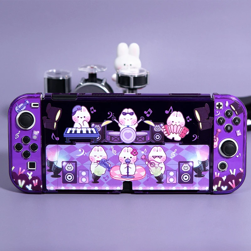 

Rabbit Party Violet Nintendo Switch OLED Protective Case Split Hard PC Cover for Nintend Switch OLED Shell Game Accessories
