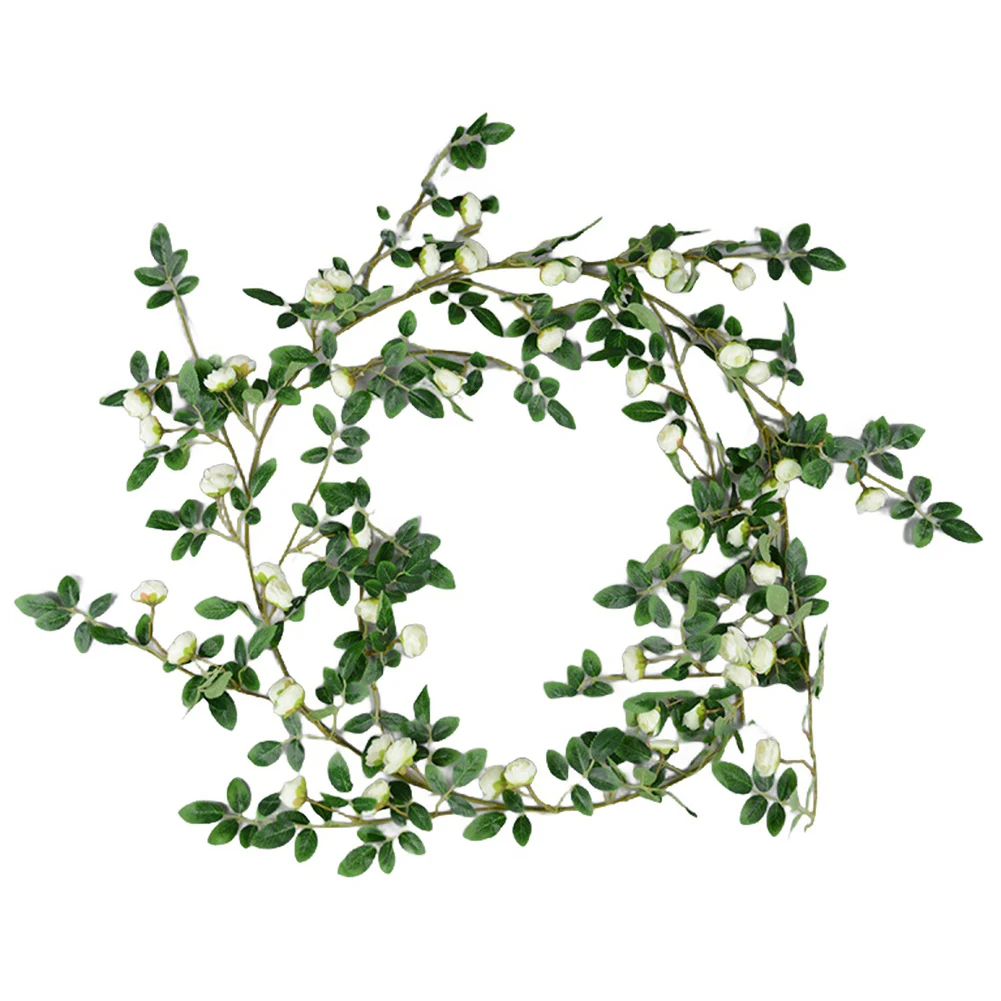 

1pc Simulated Tea Bud Vine Rose Wall Decoration Garland Interior Decoration 178cm Artificial Decorations Accessories