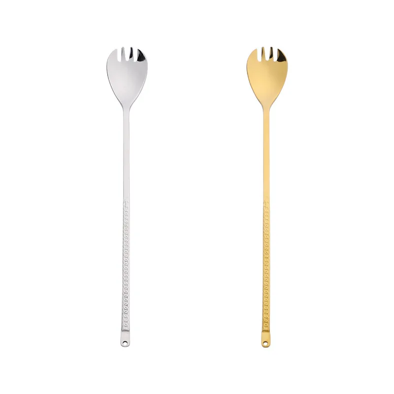 

304 stainless steel spoon creative dual-use cake fork spoon fruit fork hotel dessert salad fork spoon