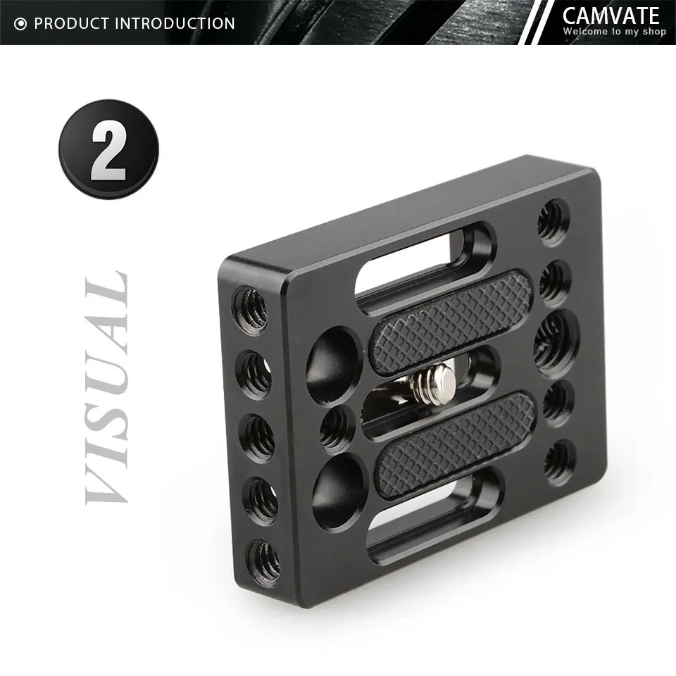 Camera Baseplate Quick Release Plate WIth 1/4"-20 & 3/8"-16 Threaded Holes For C