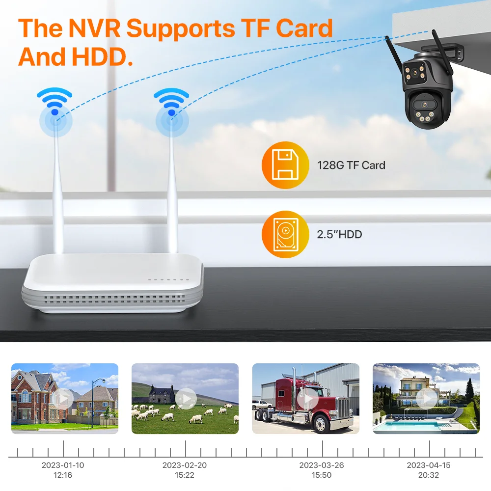 WONSDAR 8CH H.265 Onvif 네트워크 WiFi NVR 2.5'' HDD 비디오 레코더 IP 카메라 지원 얼굴 감지용 무선 보안 시스템