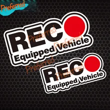 

2x Rec Uitgerust Voertuig Auto Warnning Teken Sticker Window Veiligheid Veiligheid Motorfiets Vinyl Decal Wrap Waterdicht 8*3.7