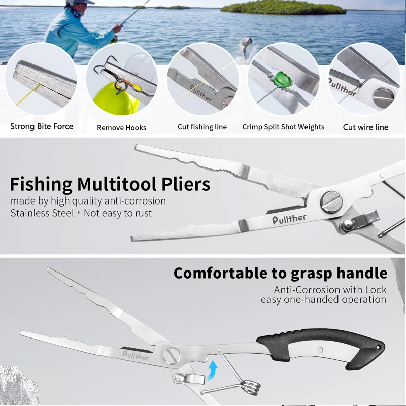 Fishing Accessories Fishing Tackle Fishing Tools Fishing Pliers Pullther Stainless Steel Multifunctional Braid line Cutter Scissors Fish Hook Remover