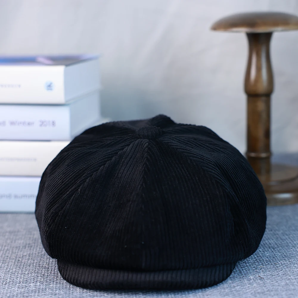 Neue Retro Winter Caps Für Männer Cord Hut Newsboy Frau Flache Kappe Männlich Warme Kappe Papa Im Freien Casual Achteckige Kappe Gatsby Hut 020 – Detail 19