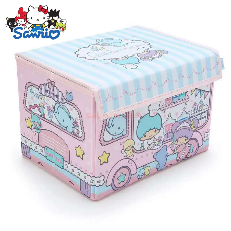 Sanrio Cartoon Non-woven Folding Storage Box Melody Cinnamoroll Desktop Organizer Box Cartoon Stationery Sundry Storage Supplies