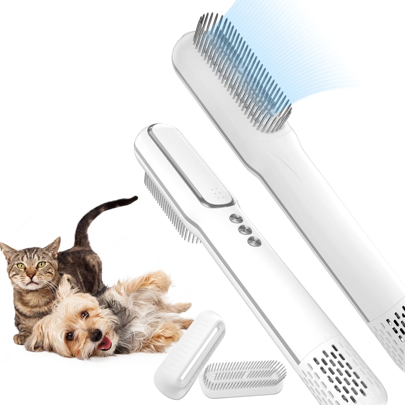 

PetnessGO Portable Pet Hair Dryer Puppy Cat Grooming Comb 3-Speed Wind Speed 2 in 1 Temperature Adjustment Blower Dog brush