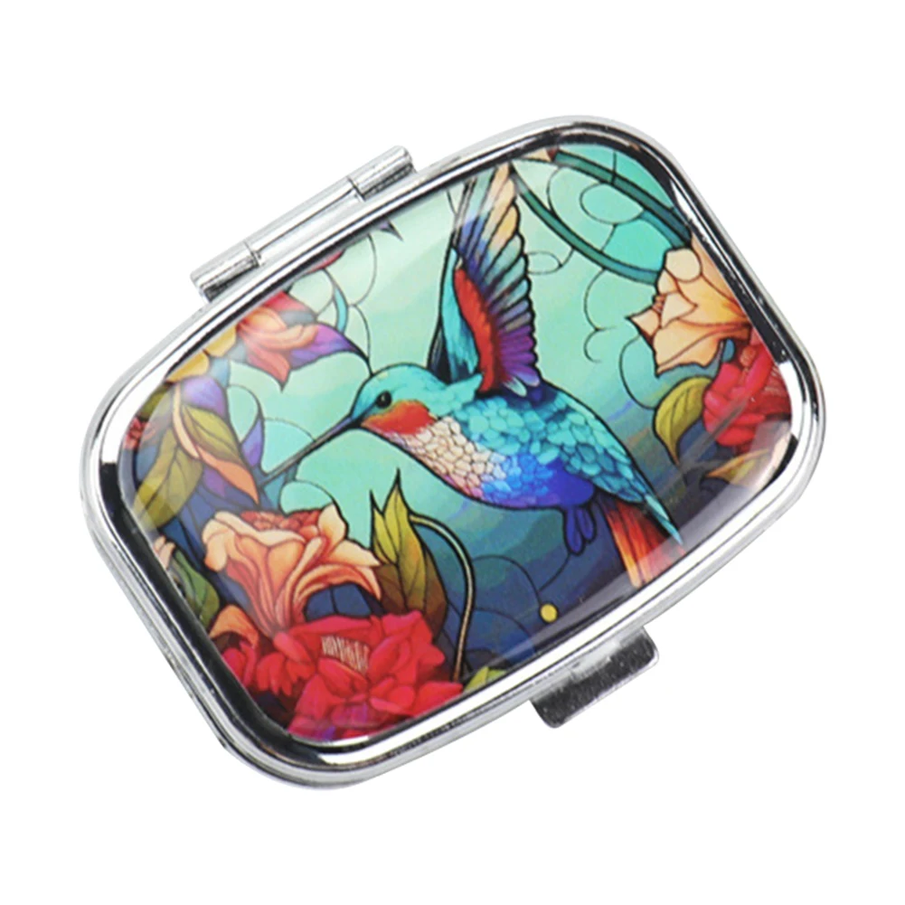 Medicine Pill Case & 2 Compartment Portable Pill Container Metal Pill Organizer for Vitamins Fish Oil Supplements Pill Containe