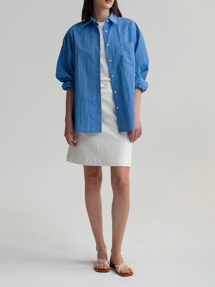 

Женская Повседневная Блузка с длинным рукавом, Свободная Женская однобортная рубашка, топ с одним карманом, Осень-зима 2022