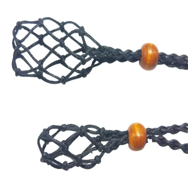 Adjustable Braided Necklace Cord DIY Wax Rope Empty Stone Holder Natural Quartz Crystal Raw Jewelry Making Net Bag Pendant 1pc