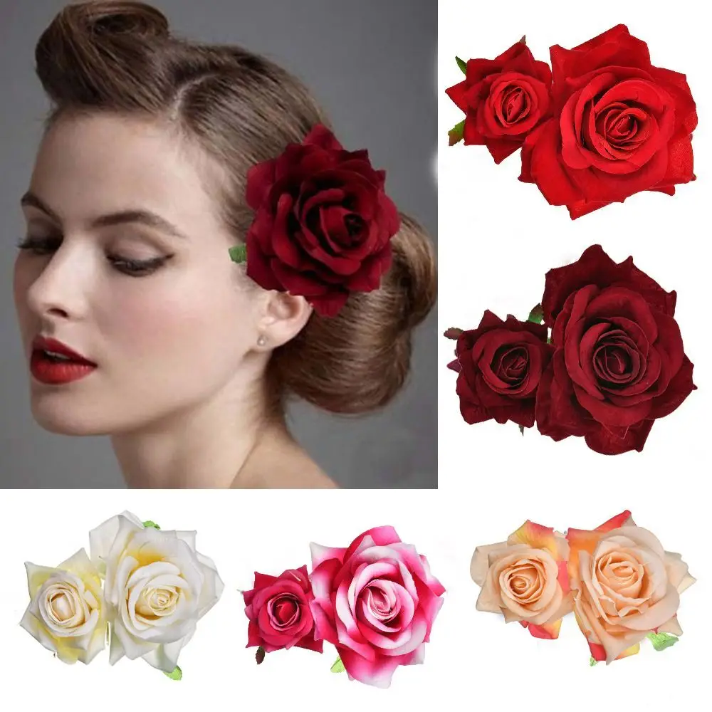 New Fashion Bridal Rose Flower Hairpin Brooch Wedding Bridesmaid Party Accessories Hair Clip 1PC hair clips hair accessories