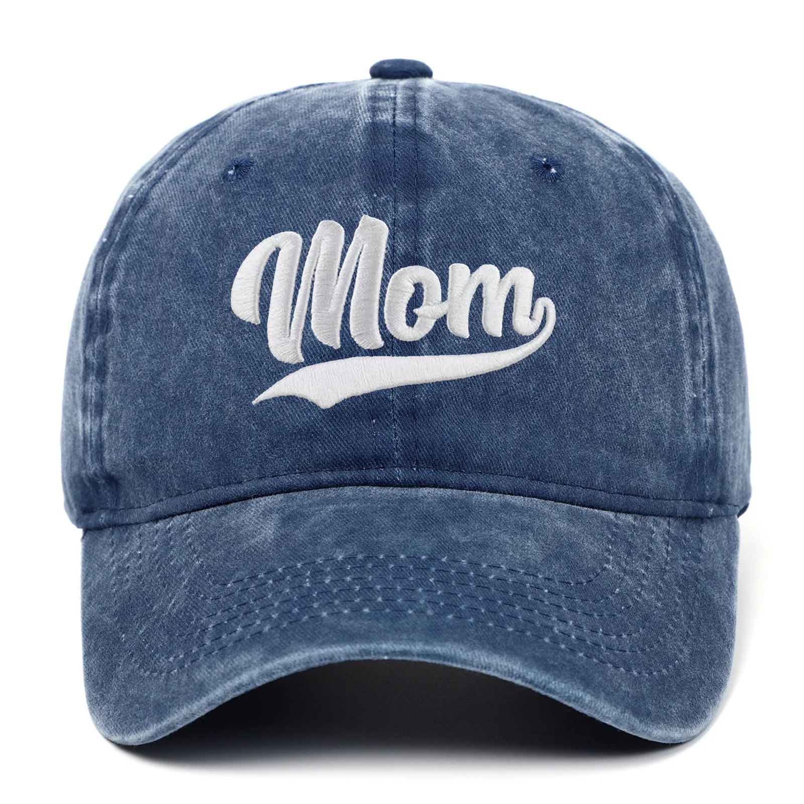 1 Stück Modische DAD MOM Bestickte Baseballkappen Verstellbare Paar-Hiphop-Baseballmützen Distressed Ausgebleichte Kappe Vintage Sonnenschutz-Hüte – Detail 17