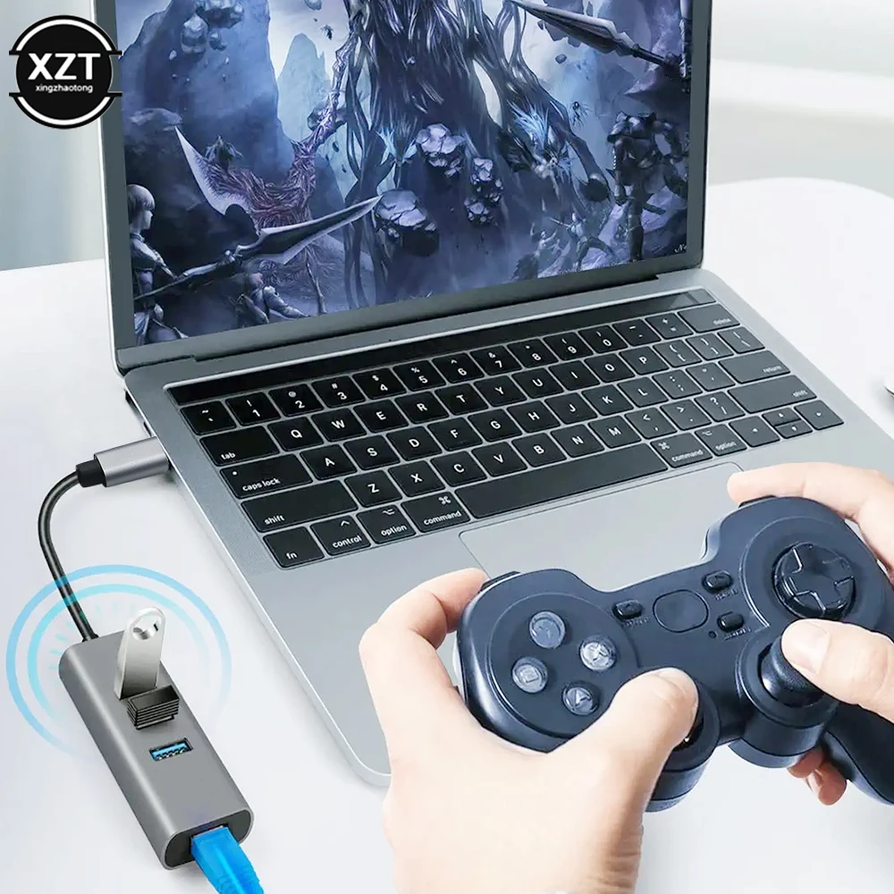 USB 3.0 HUB 1000Mbps 3 Ports USB 3.0 Type C HUB to Rj45 Gigabit Ethernet Adapter RTL8153 for MacBook Laptop Computer