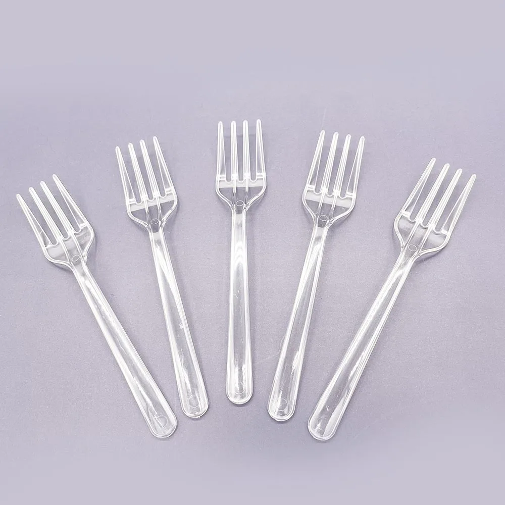 100pcs Plastic Cutlery Set Crystal Clear Plastic Cutlery-set Dinner Knife  Fork Spoon Party Household Birthday Party - AliExpress