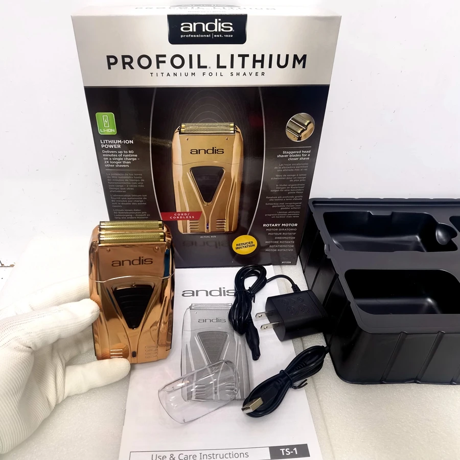 

Original Andis Profoil Lithium Plus 17225 Barber Hair Cleaning Electric Shaver For Men Beard Stubble Razor Bald Shaving Machine