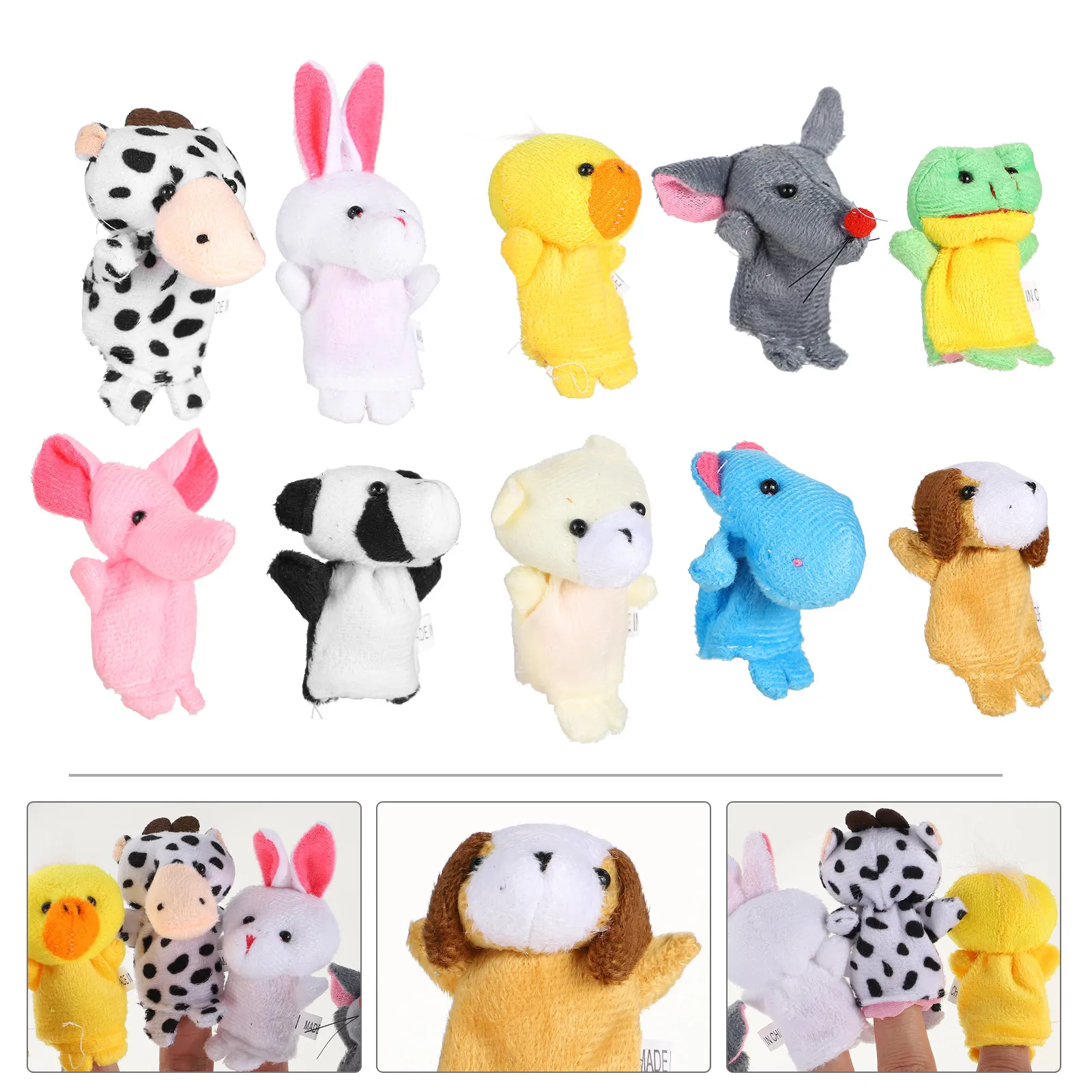 10Pcs 동물 손가락 인형 부드러운 플란넬 어린이 손가락 커버 창의적 인터랙티브 어린이 장난감 어린이 재미있는 학습