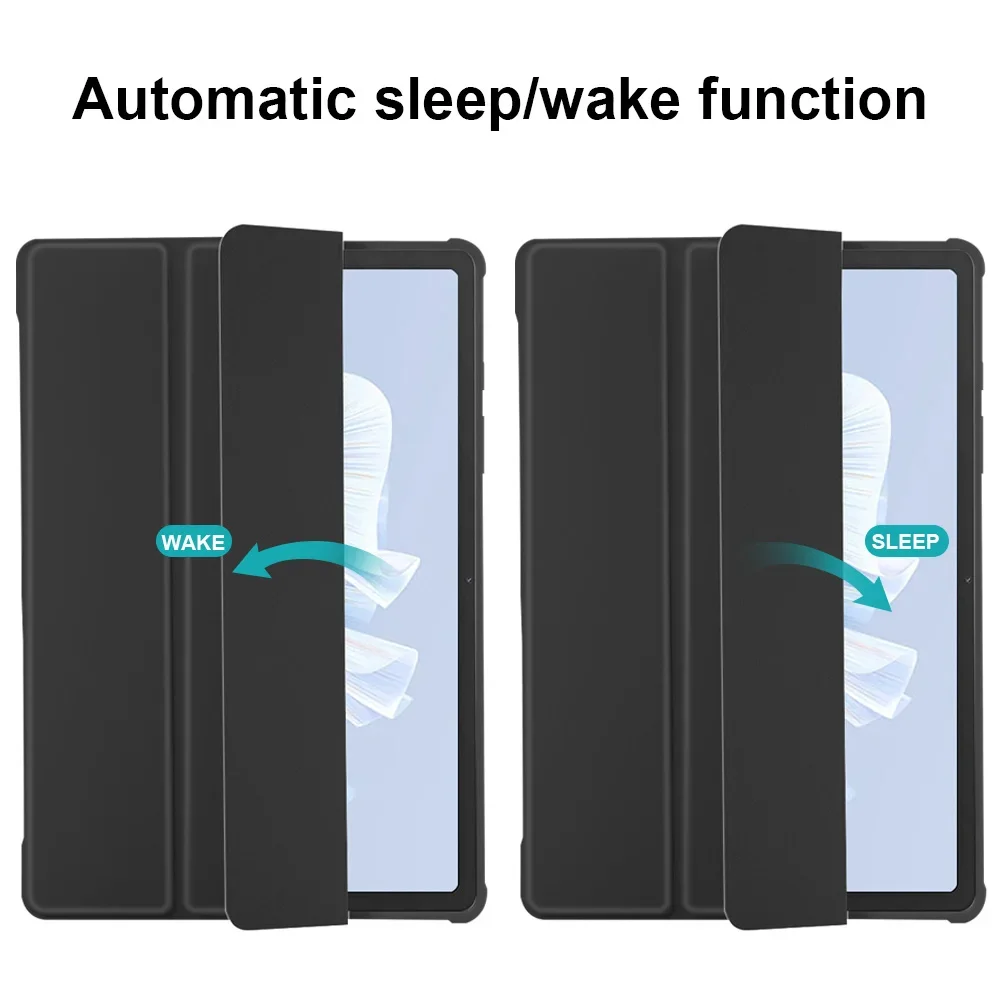 Tri-Fold Protective Tablet Case with Magnetic Flip Cover and Stylus Slot