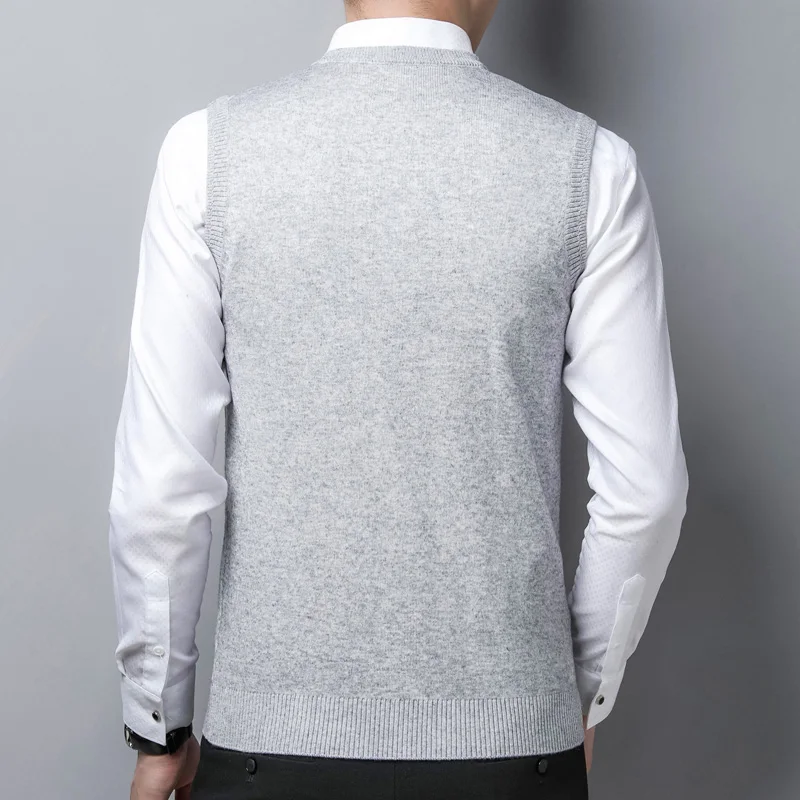 Men Basic Knit Sweater Vest Sleeveless Jumpers for Autumn Winter Wool Clothing Male Fashion Warm 00272
