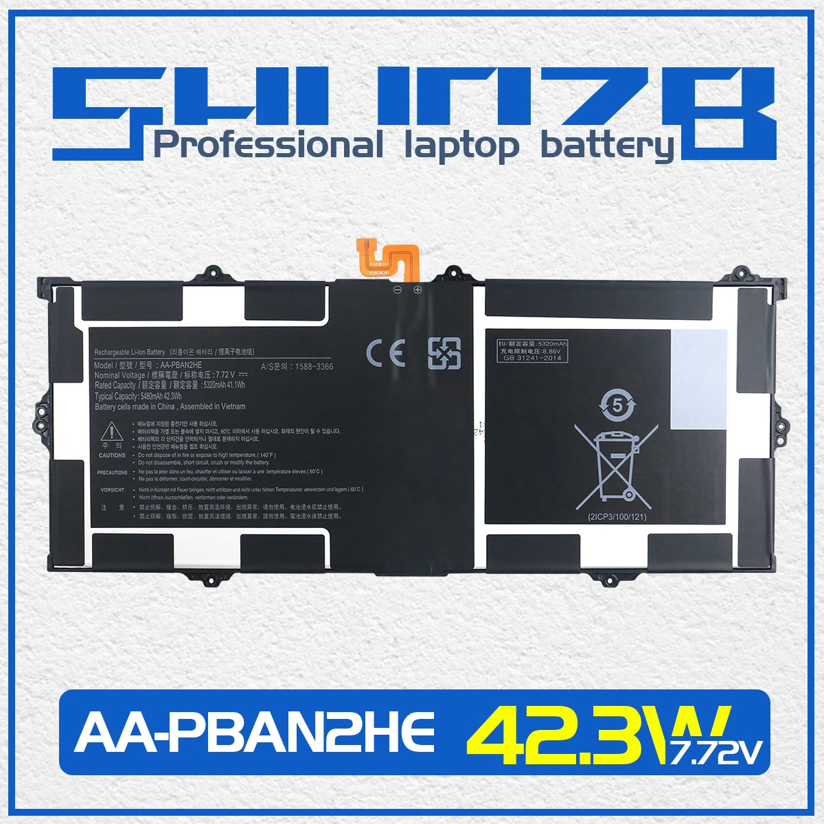 Shuozb Aa-pban2he Bateria do Portátil para Samsung Galaxy Book go Np340xla-ka1us 7.72v 42.3wh 5480mah Ferramentas Gratuitas