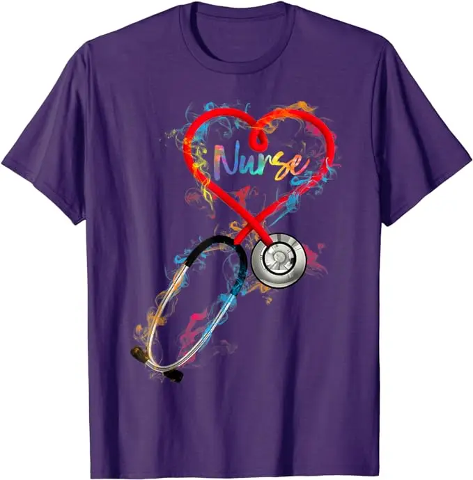 Watercol Nurse Life Nursing Nurse Week T-Shirt Gifts Women's Fashion Graphic Tee Short Sleeve Blouses Wife Sisters Hospital Tops