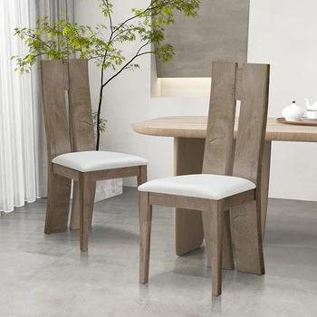 Dining Chair Set of 2 MDF, sponge .PU Leather Upholstered Cushion Seat Wooden Back Side Chairs Wood Armless Dining Chairs with H 1