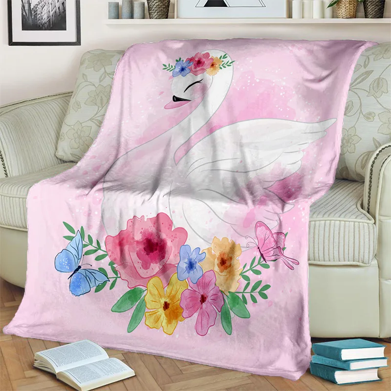 

3D Cute Swan Princess Cartoon Cygnus Blanket,Soft Throw Blanket for Home Bedroom Bed Sofa Picnic Travel Office Cover Blanket Kid