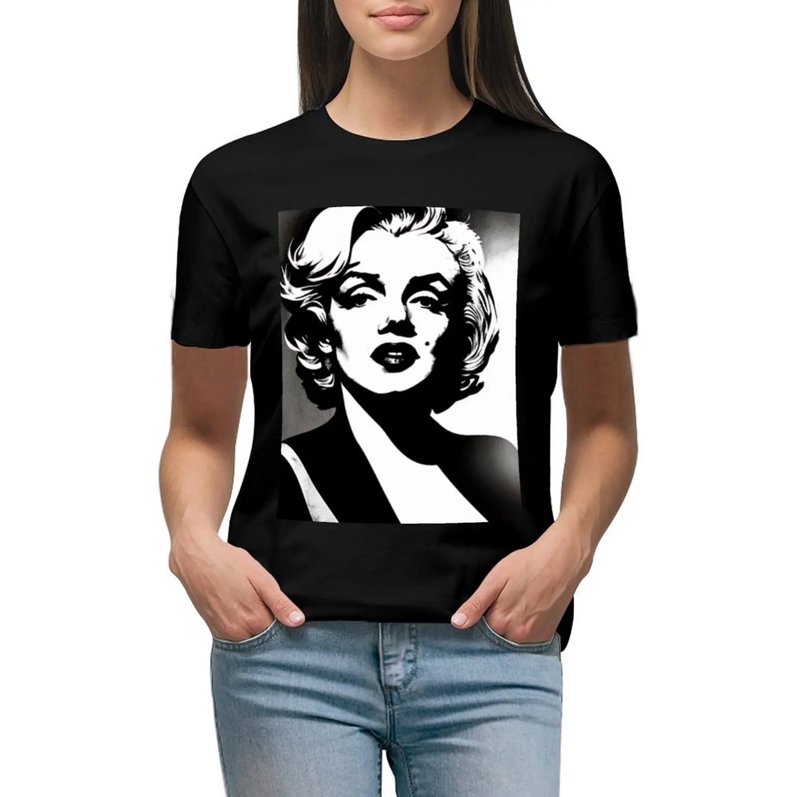 

Marilyn Monroe dark ink T-shirt summer top cute tops t-shirts for Women loose fit