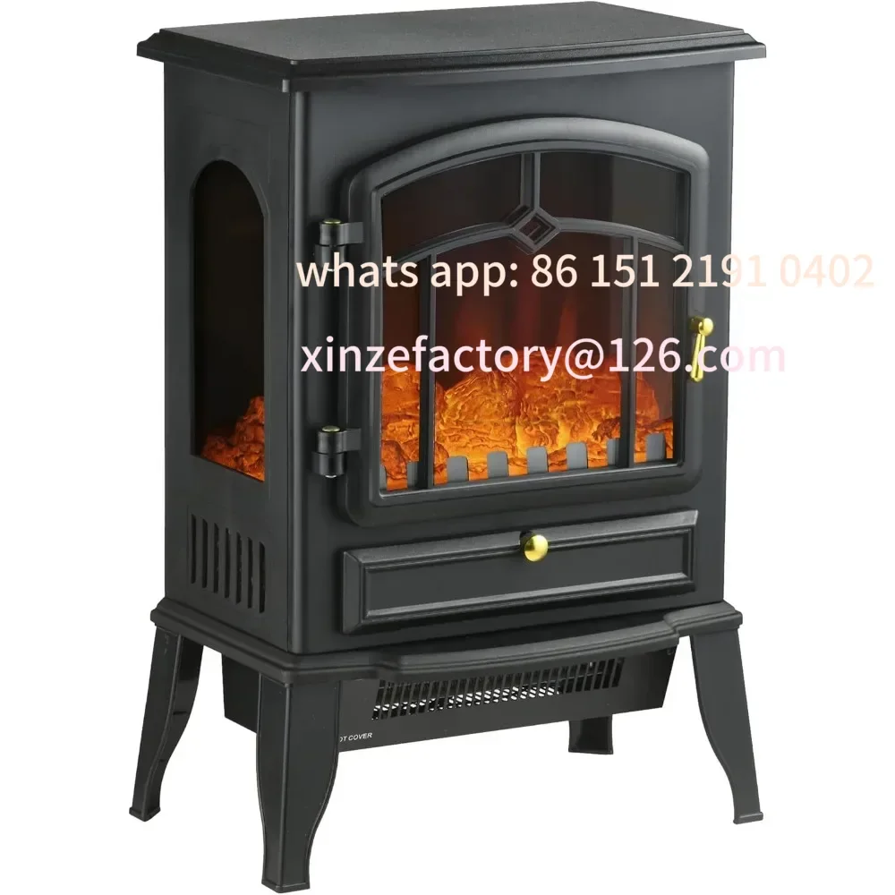 เตาผิงไฟฟ้าแบบตั้งพื้นปรับแต่งได้สำหรับฤดูหนาว ขนาด 22 นิ้ว พร้อมเปลวไฟเสมือนจริง 3 ด้าน 1