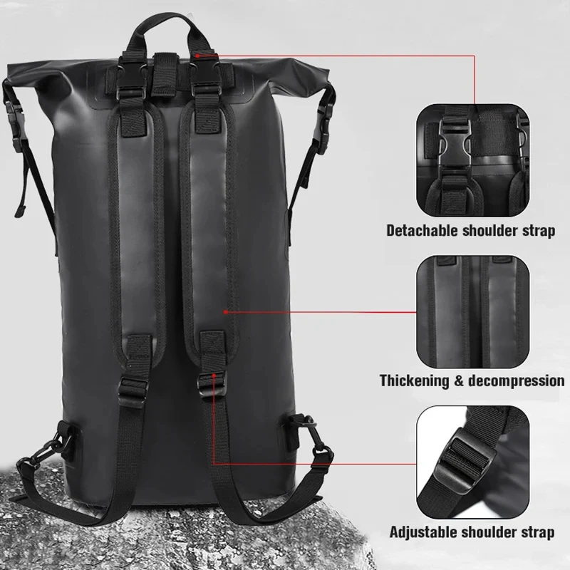 25L 30L Swimming Waterproof Bag Dry Backpack Bucket Sack River Trekking Rafting Outdoor Travel Storage