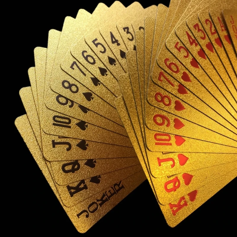 Playing Cards Gold Foil Poker Euro Style Plastic Waterproof Card Game Props Magic Tools Holiday Collectibles Party Gifts