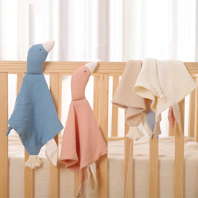 Baby Security Blanket Soft Cotton Muslin Comforter for Newborn Infant Sleeping Snuggle Toy Stuffed Animal Soothe Appease Towel 4