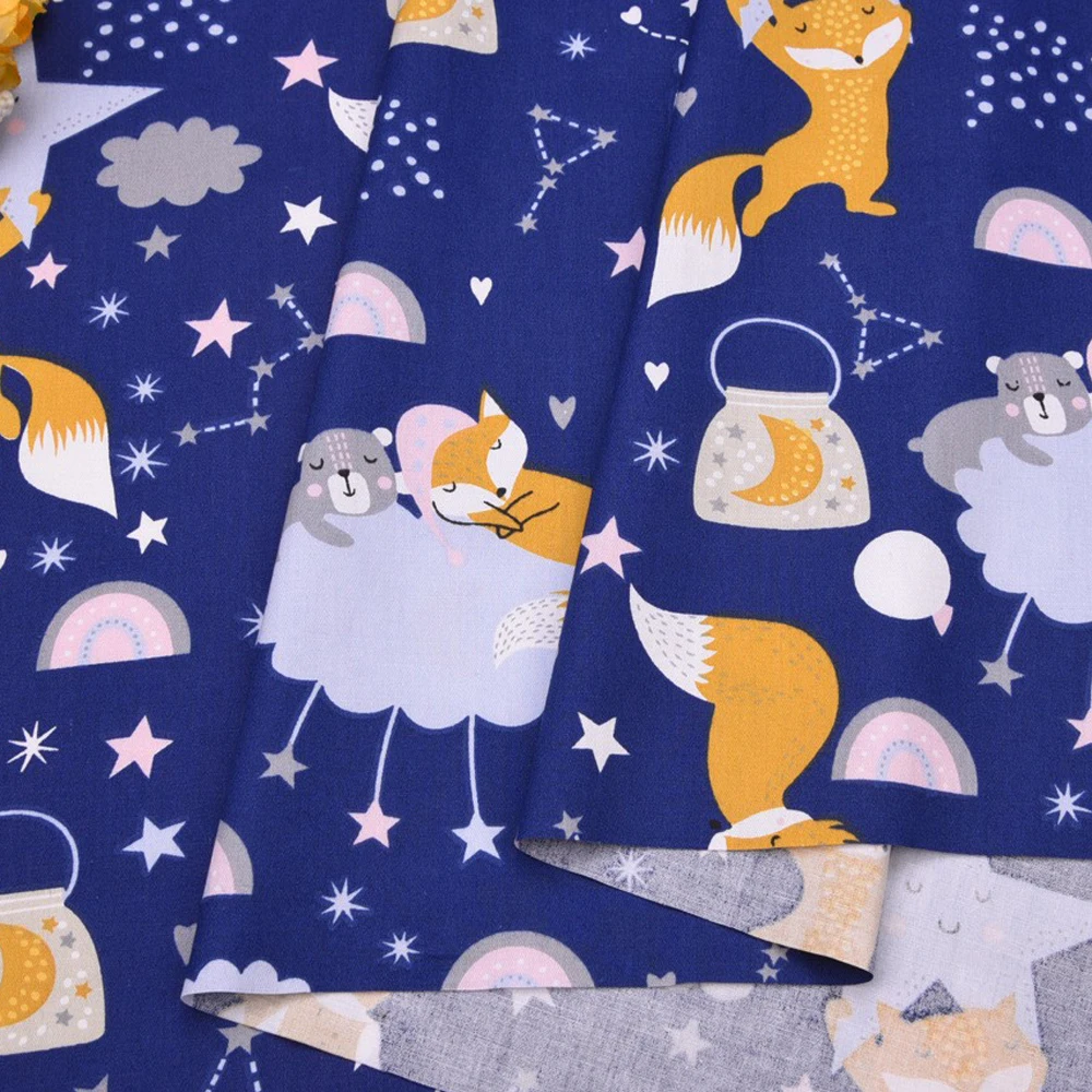 Teramila Cotton Fabric Fox Cartoon Design Tecido Tela Bedding DIY Patchwork Quilting Baby Cloth Sewing Home Textile Scrapbooking - 5