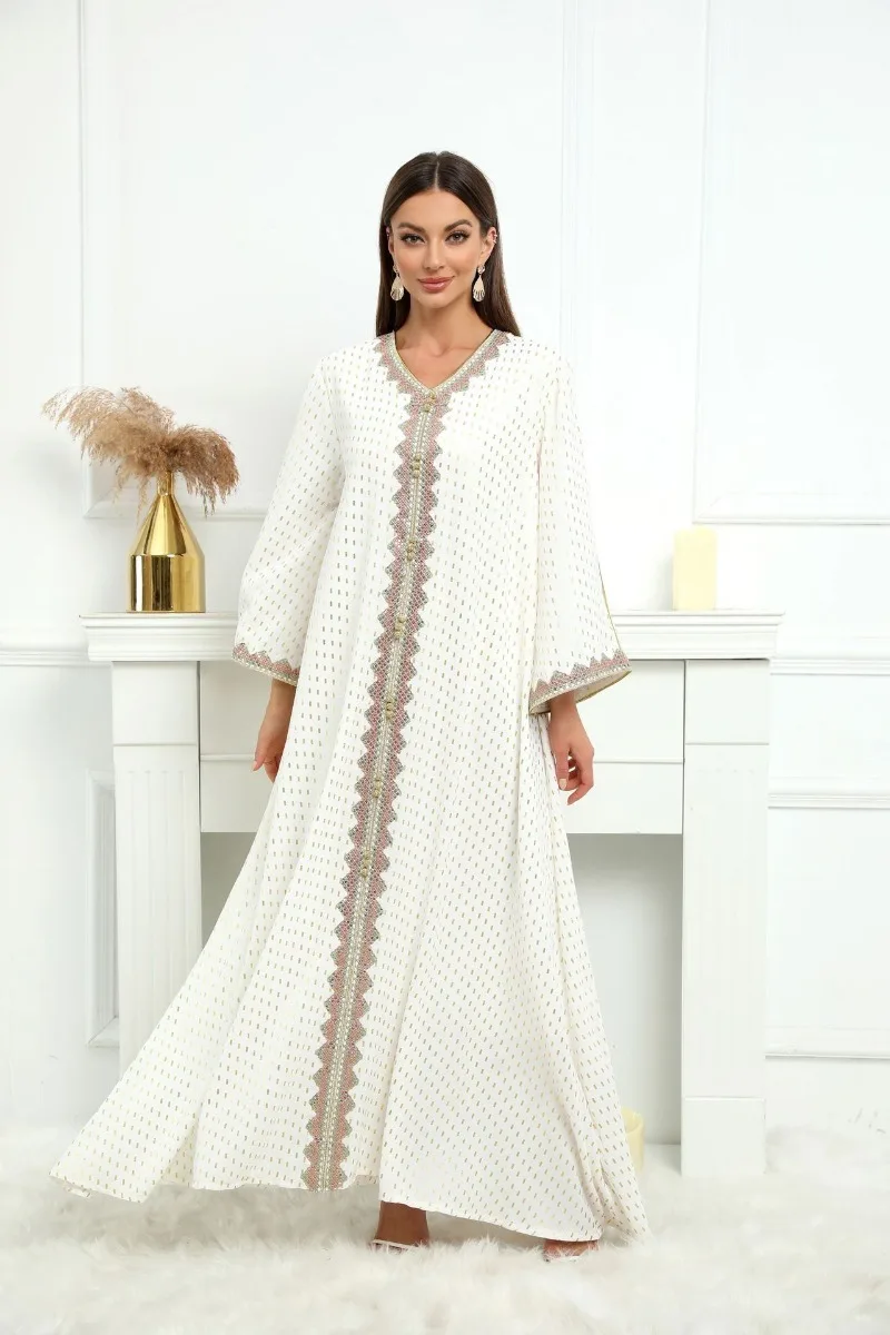 Islam Abaya Dress Fashion High-end Islam Abaya Dress Elegant Temperament Mid-length Slim Women's Dress
